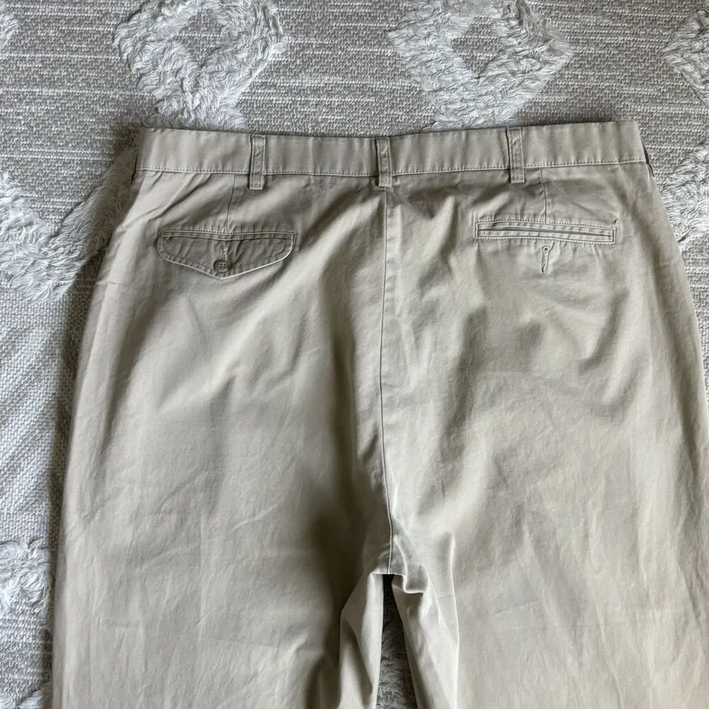 VTG Polo Ralph Lauren Hammond Pants 38x30 Khaki Pleated Cotton Chino Trouser